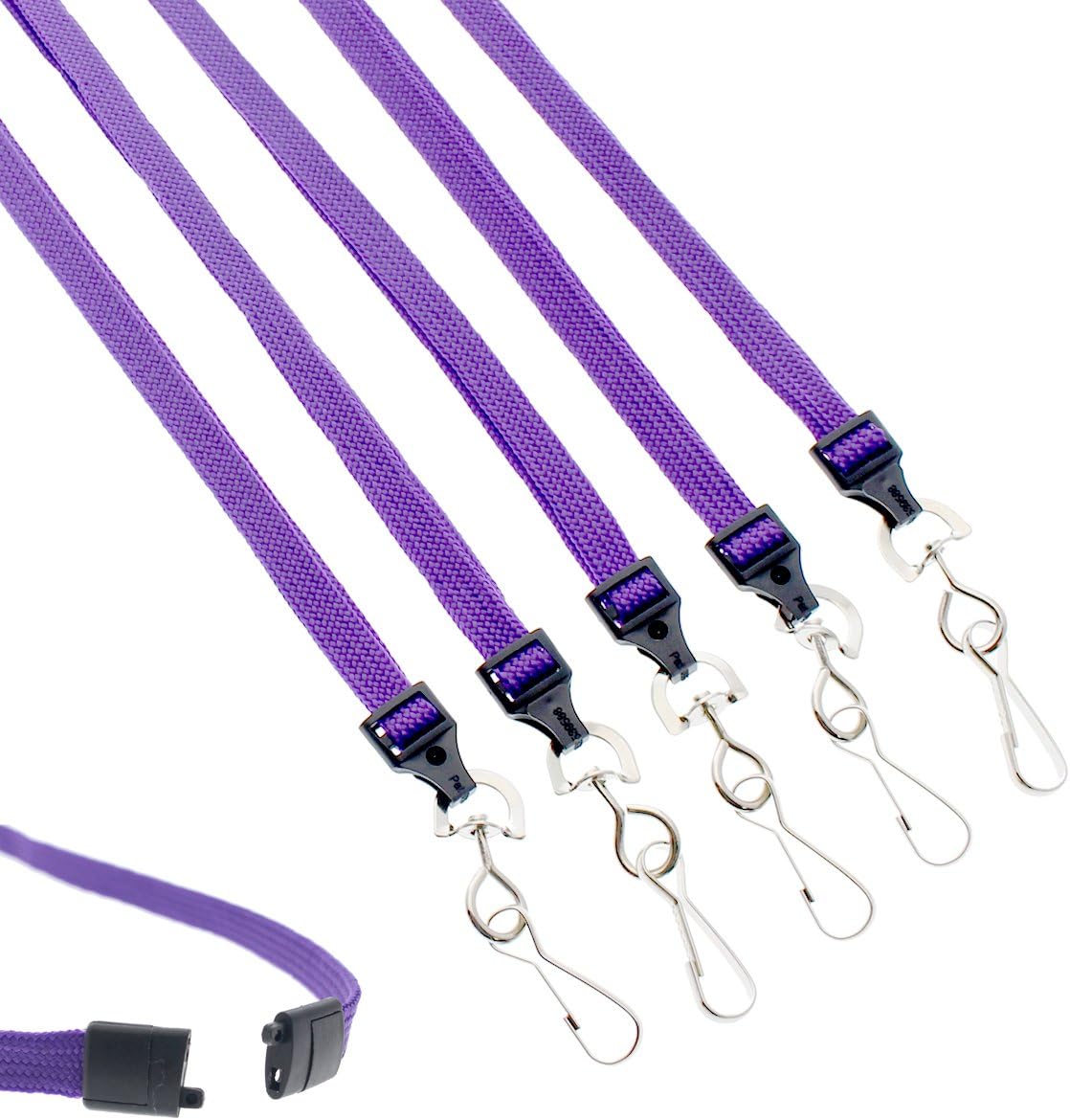 Premium Flat Breakaway Lanyards for ID Badges - 100 Pack