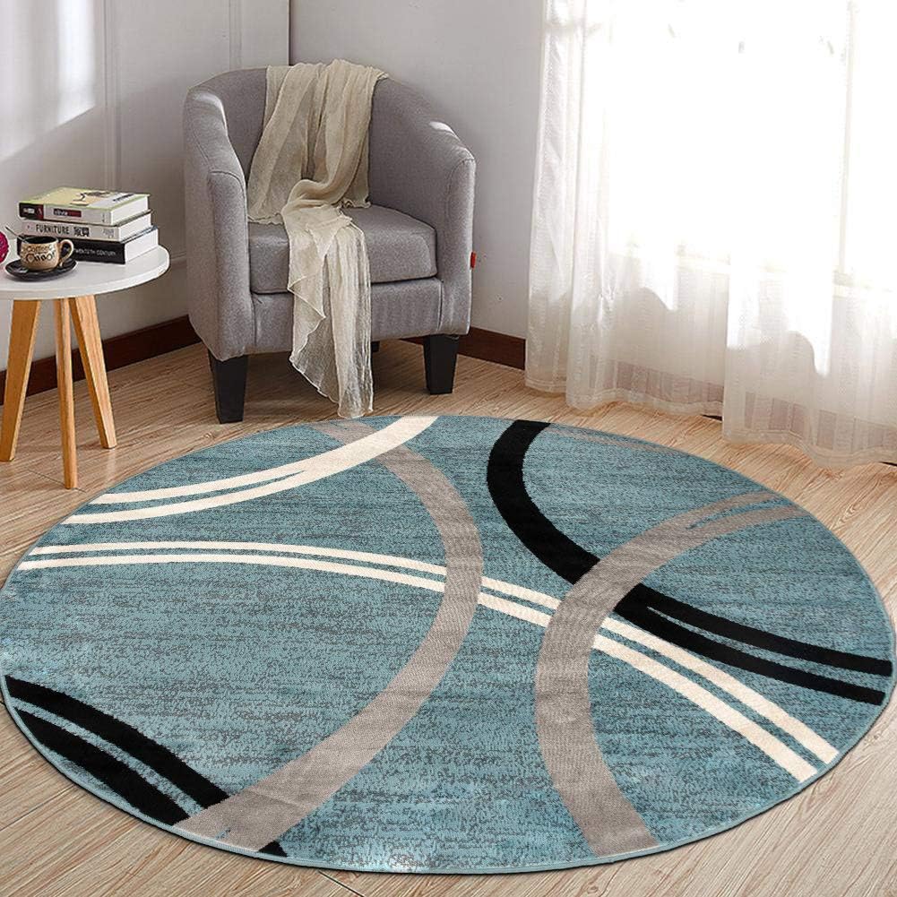 Rugshop Modern Wavy Circles Design Round Rug for Any Room