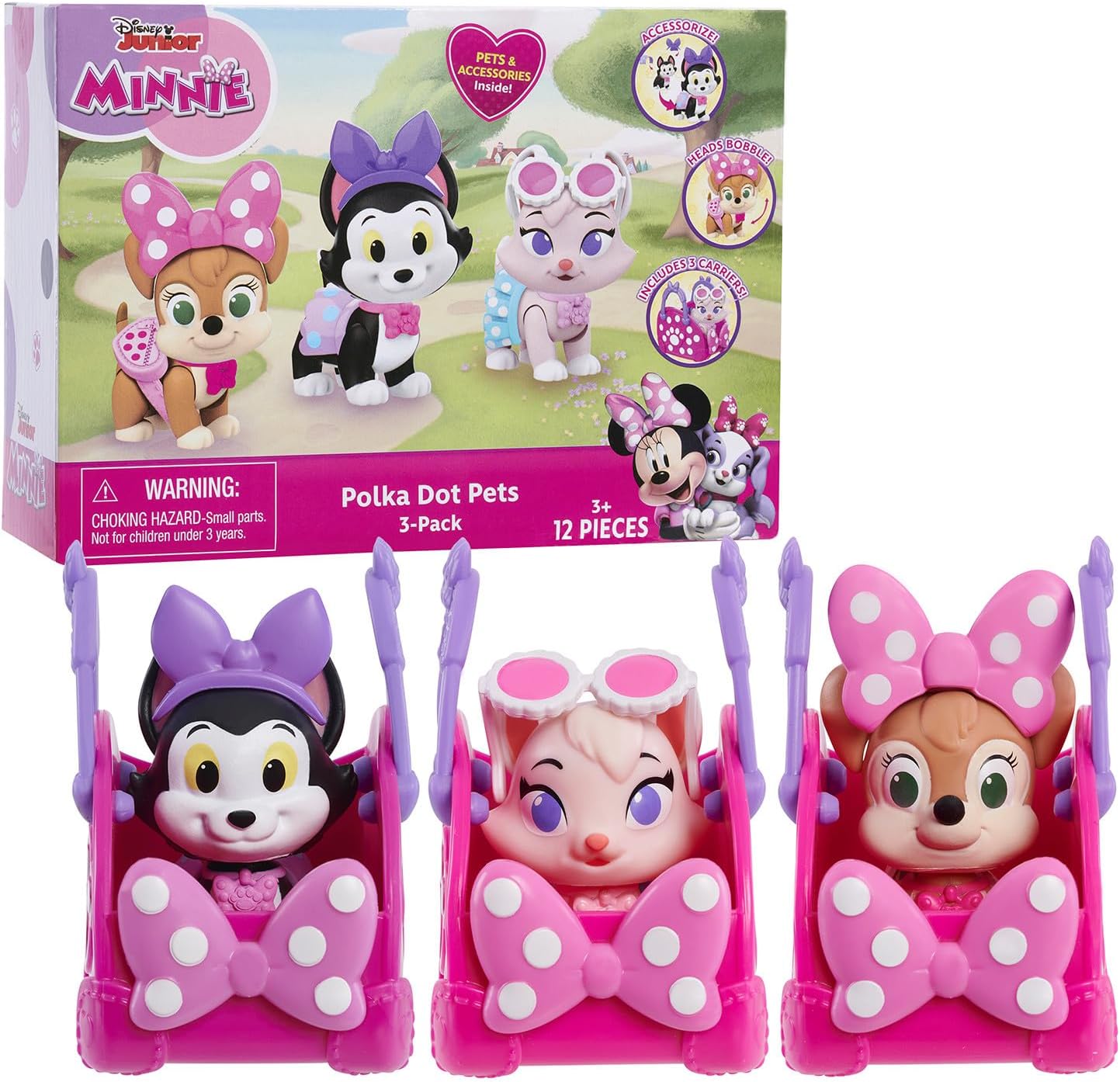 Minnie Mouse Polka Dot Pets 3-Pack Figures - Adorable Toys for Kids