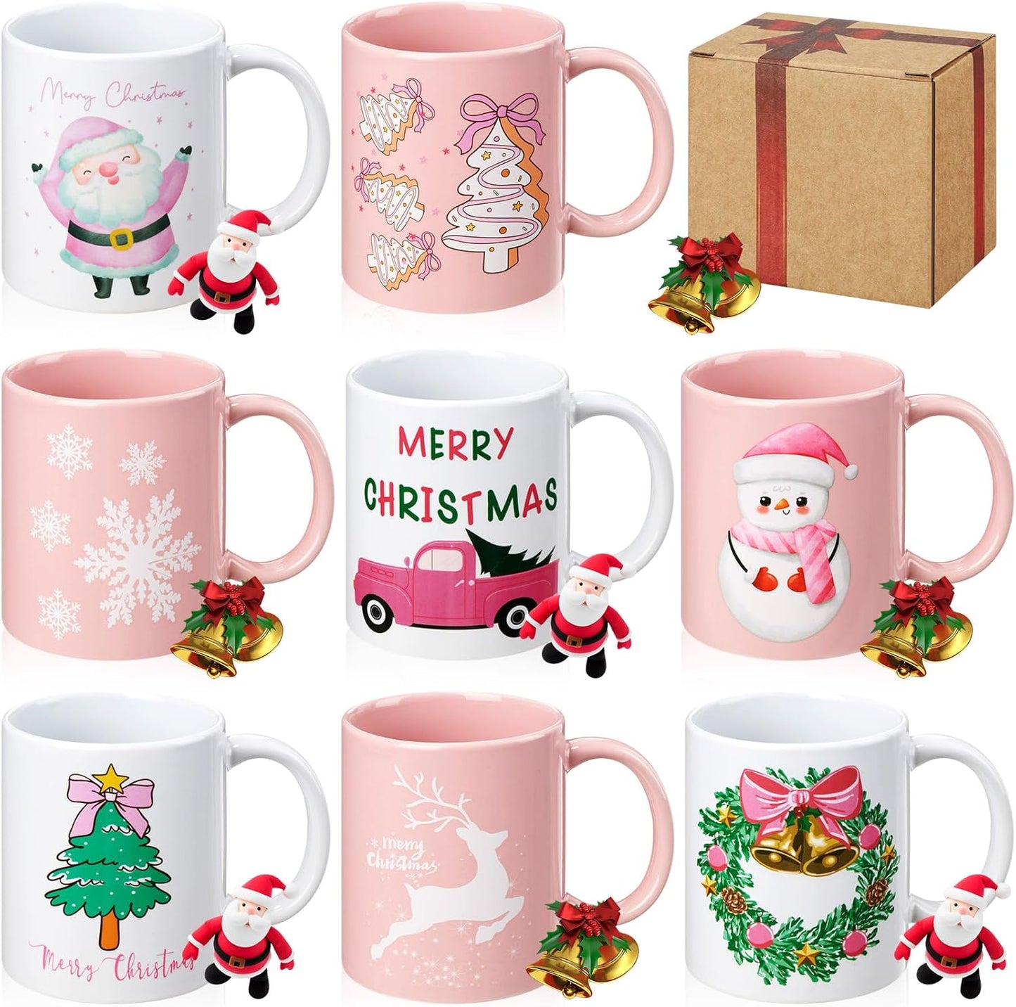 Maxdot 8 Pieces Christmas Winter Coffee Mugs Set for Gifts