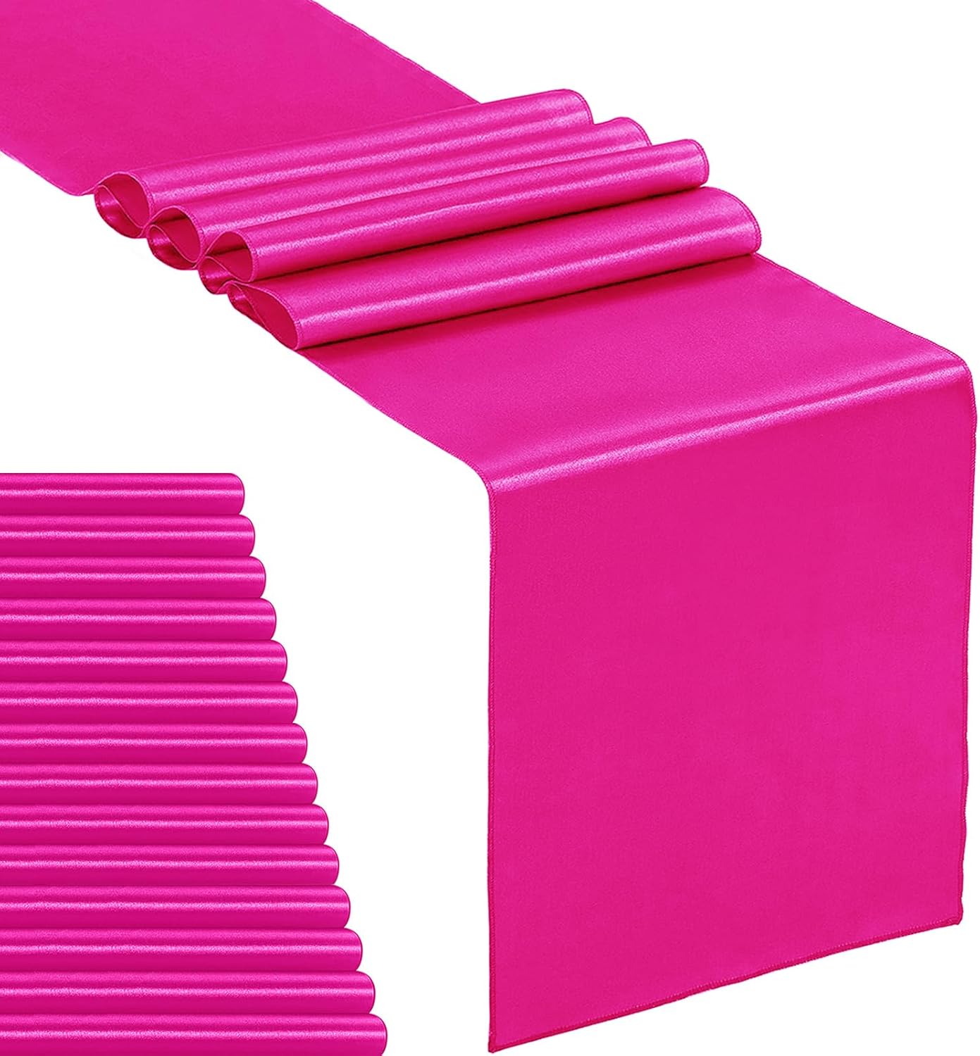 15-Pack Satin Table Runner Fuchsia for Weddings and Parties