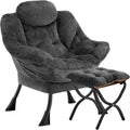 Lazy Chair with Folding Ottoman - Plush Dark Grey Comfort