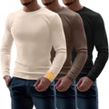 Riyiper 3 Pack Men's Ribbed Thermal Shirts - Slim Warm Base Layer