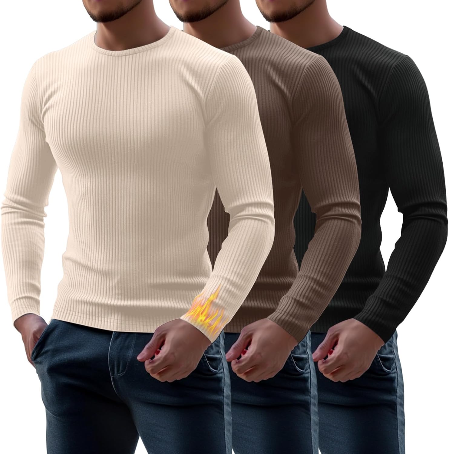 Riyiper Men's Ribbed Thermal Shirts for Winter Comfort and Style