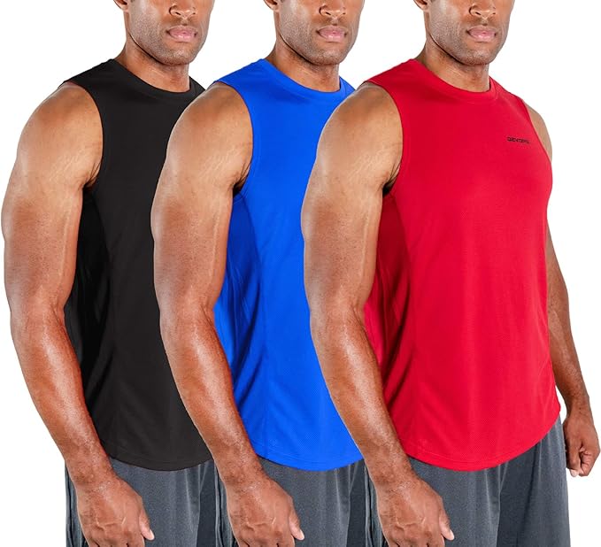 DEVOPS 3 Pack Men's Muscle Shirts for Gym Workout and Fitness