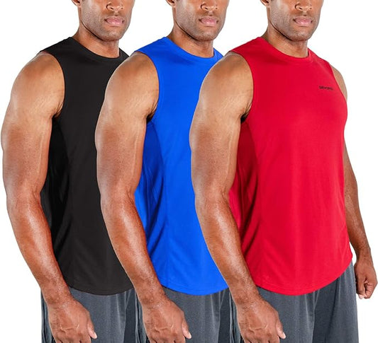 DEVOPS 3 Pack Men's Muscle Shirts for Gym Workout and Fitness