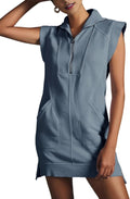 Qiaomai Womens Half Zip Sweatshirt Dress - Casual Summer Tunic Women's