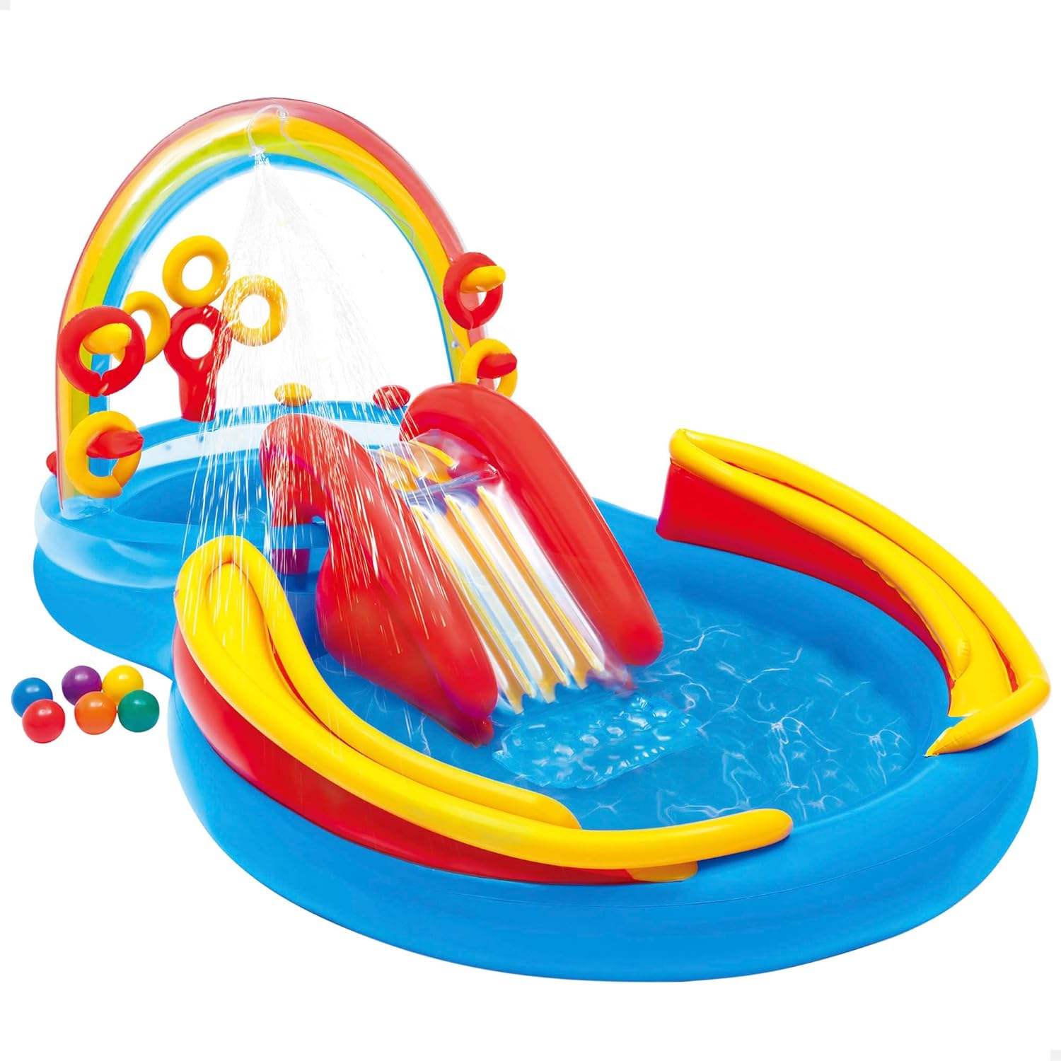 Intex 9.75 Foot Rainbow Slide Inflatable Pool for Kids Fun