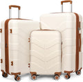 Luggage Sets 3 Piece White Hardside Spinner Suitcase Set - Expandable