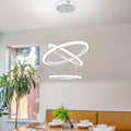 Modern LED Chandelier 3 Ring Pendant Light - Bright Adjustable Cord