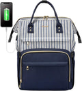 LOVEVOOK Laptop Backpack for Women - Fits 17in Laptops, Stripe Navy