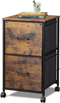 DEVAISE 2 Drawer Mobile File Cabinet Rolling Printer Stand - Rustic
