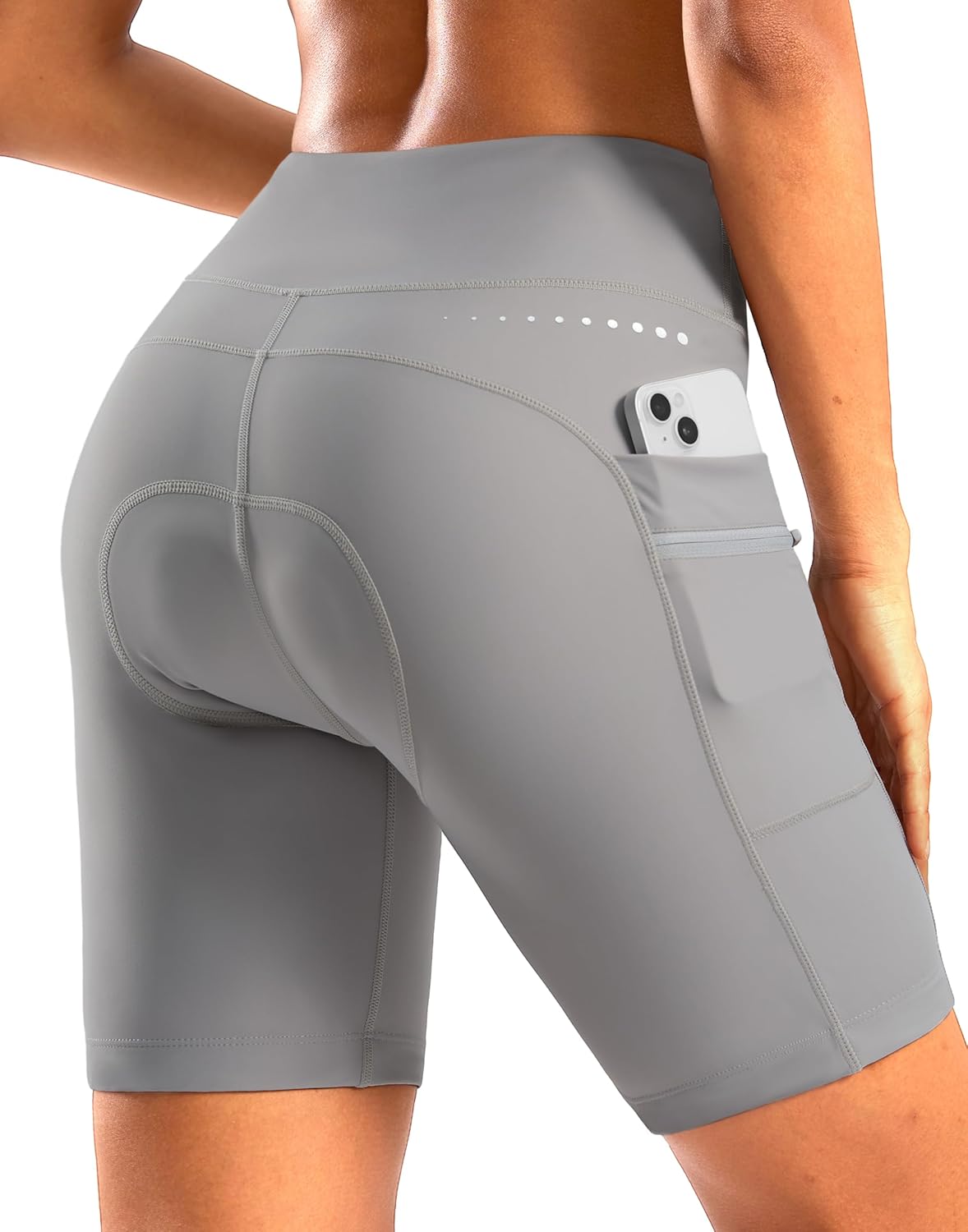 Women's 4D Padded Bike Shorts with Zipper Pockets for Comfort