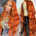 30 Inch Ginger Orange Body Wave Lace Front Wig for Black Women