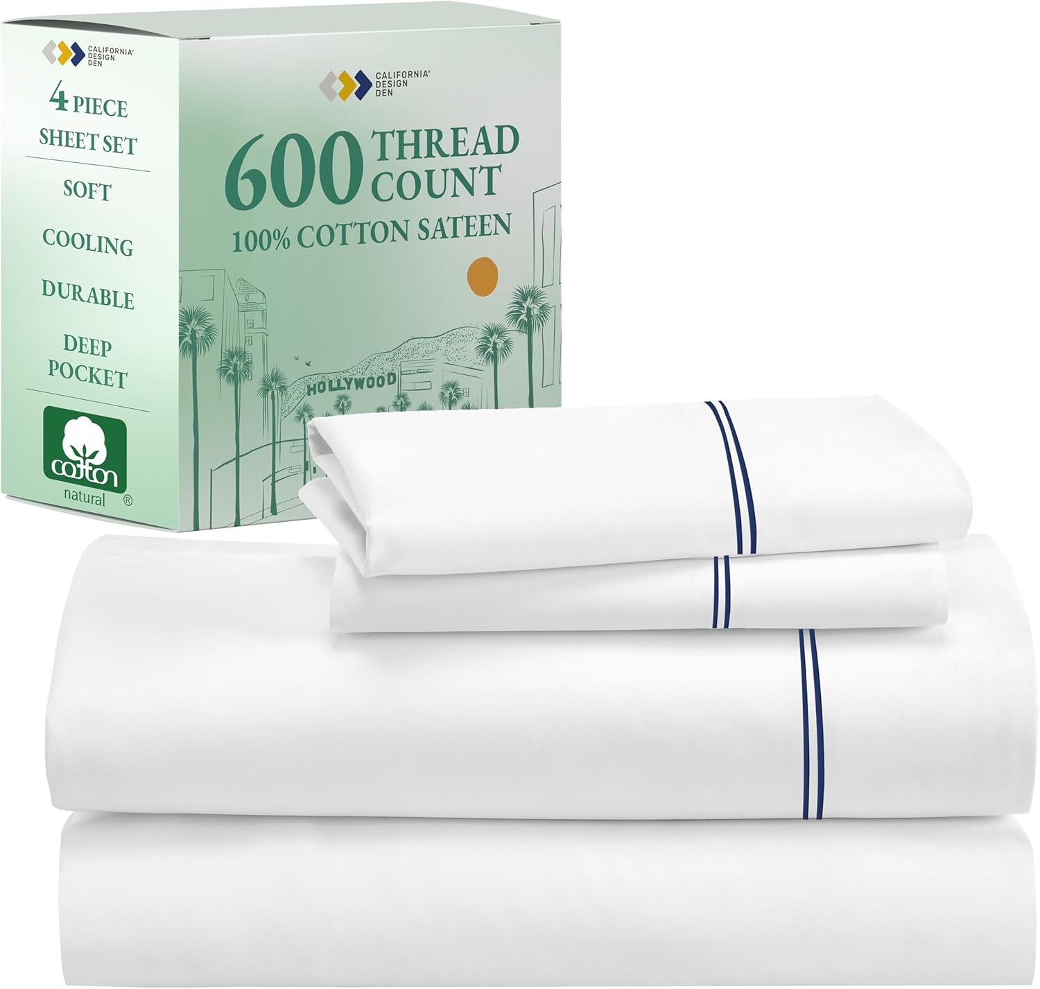 Luxury King Size Sheet Set - 100% Cotton, 600 Thread Count