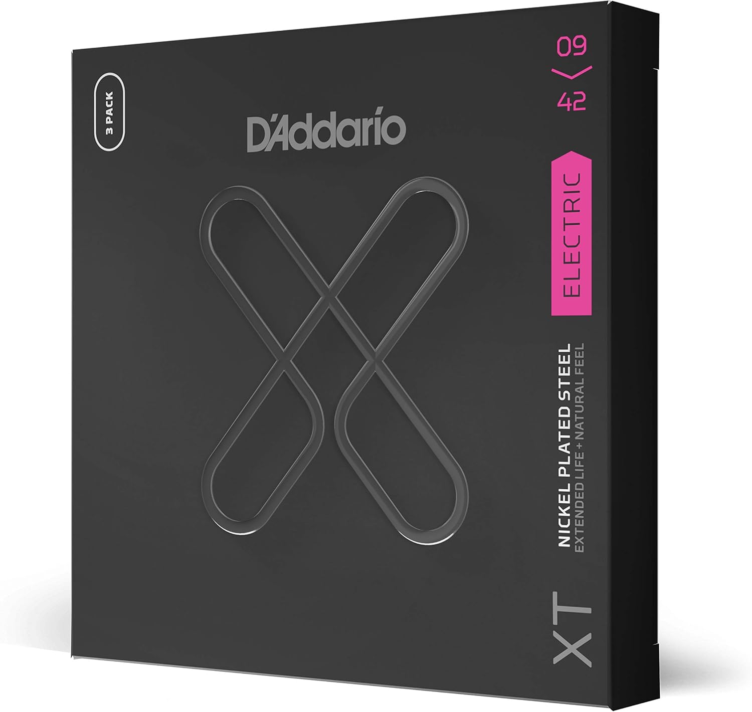 D'Addario XT Nickel Coated Electric Guitar Strings, Super Light Gauge 09-42, Pack of 3