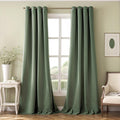 Velvet Curtains Sage Green Grommet Panels - Thermal Blackout