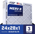 Filter King 24x28x1 Air Filter 3-Pack - MERV 8 HVAC Filter