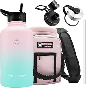 64/128OZ Vacuum Insulated Water Bottle Set for Outdoor Use