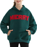 Kids Christmas Sweatshirt Merry Graphic Crewneck Kangaroo Pocket