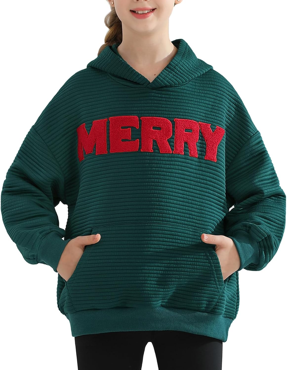Merry Graphic Christmas Hoodie for Kids 7-14Y