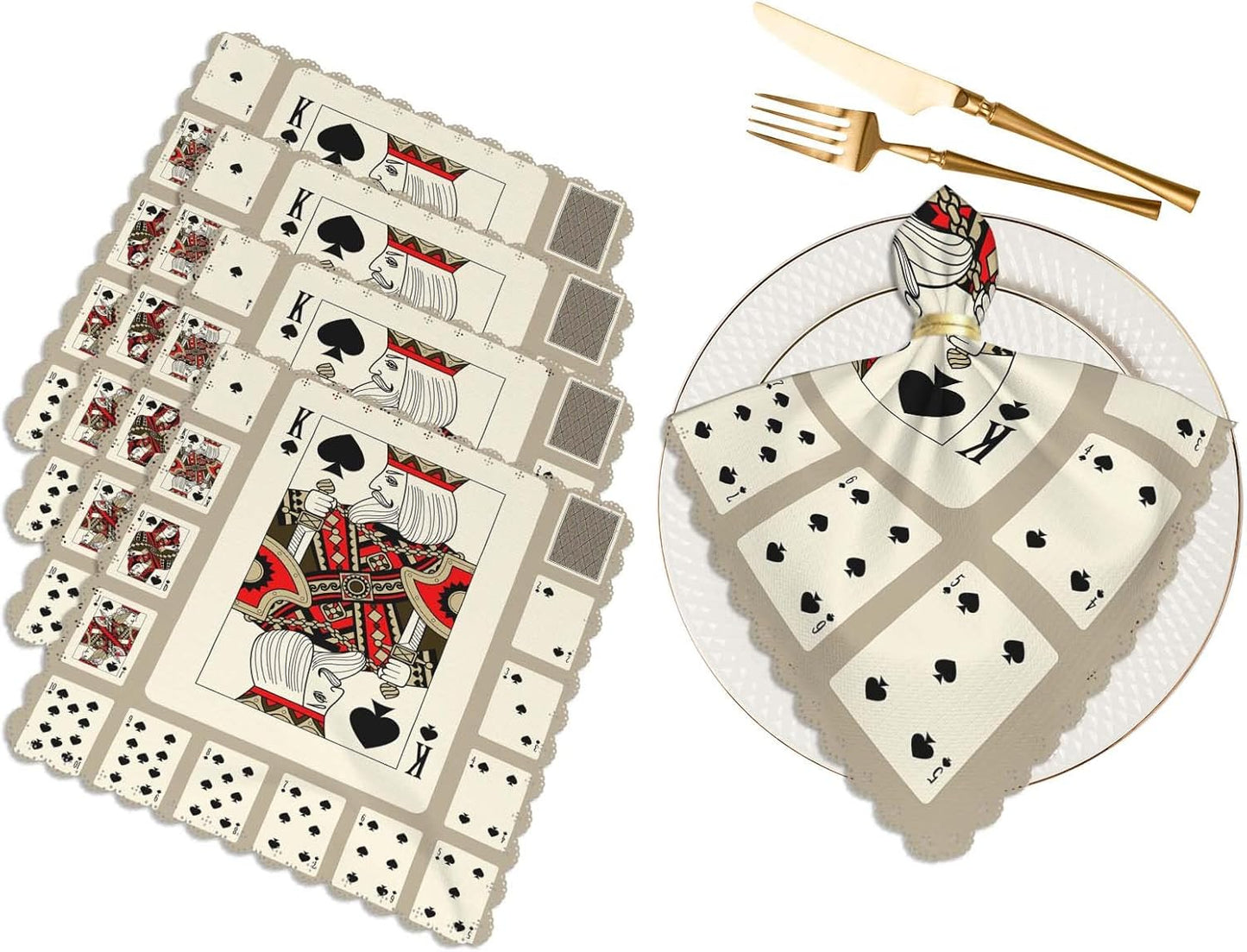 Vintage Spades Suit Cloth Napkins Set - 4 Pack