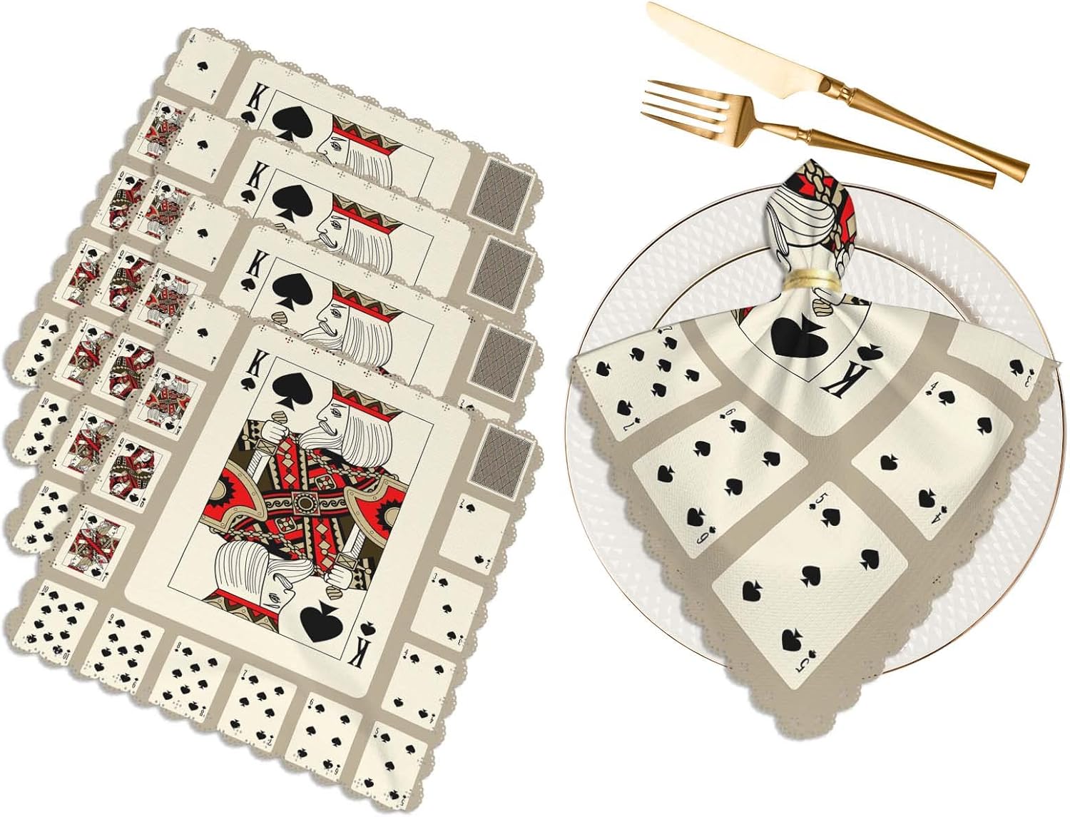 Vintage Spades Suit Cloth Napkins Set - 4 Pack