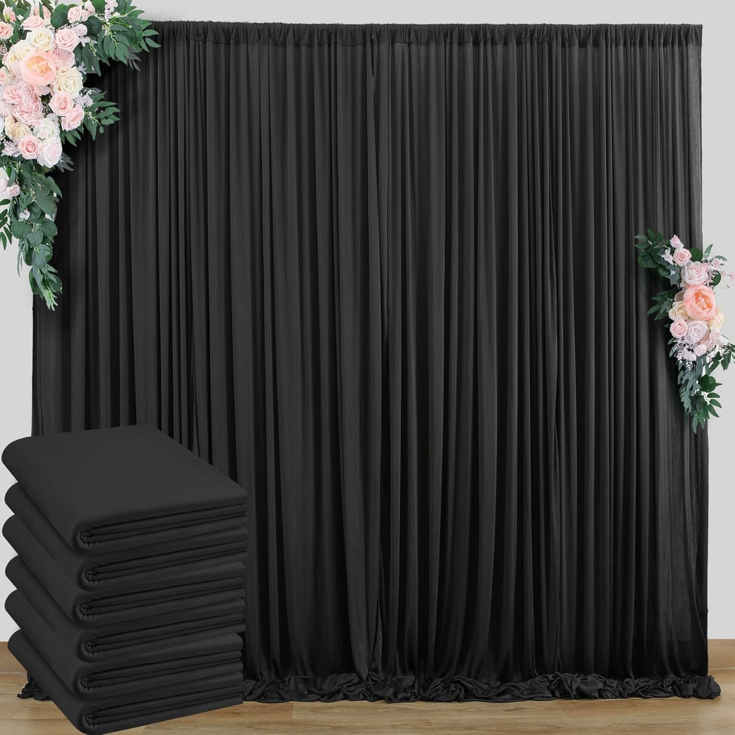 30 ft x 10 ft Black Backdrop Curtain for Parties and Events