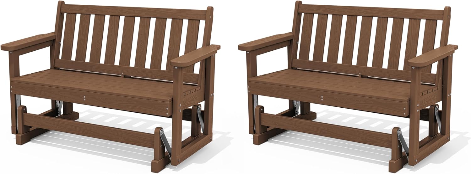 SERWALL Outdoor Glider Bench Set of 2 for Ultimate Relaxation