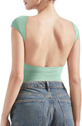 Backless Women Y2K Basic Tee - Double Lined Sexy Open Back