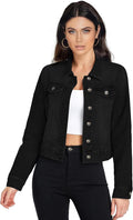 Women's Long Sleeve Denim Jacket with Pockets - Classic Fit