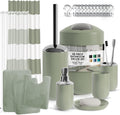 Clara Clark Sage Green Bathroom Set - 23PC Shower Curtain Set