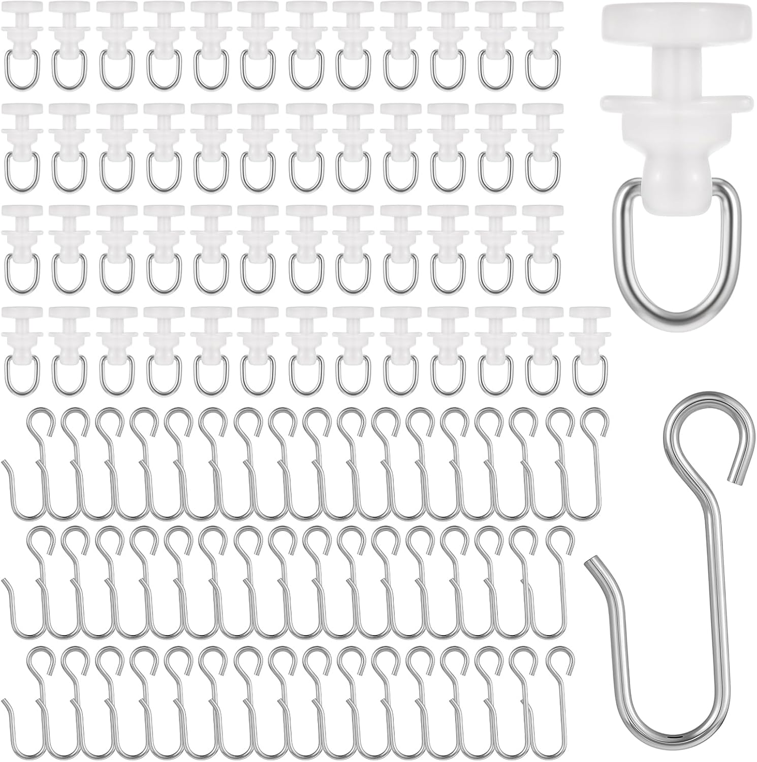Easy Glide Shower Curtain Hooks - Set of 100 - Lusofie