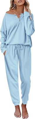 Ekouaer Pajamas Waffle Knit Sleepwear Set - Soft, Lightweight
