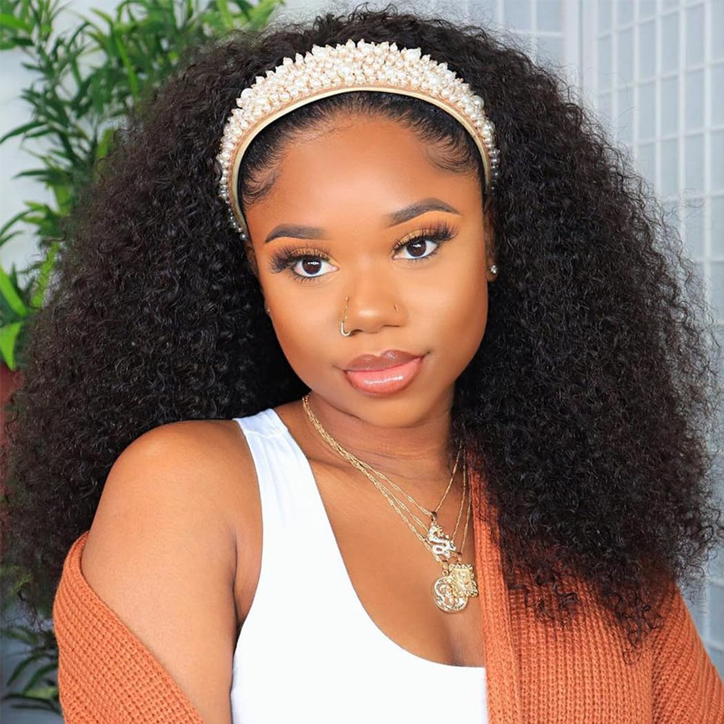 Smoothair Headband Wig Human Hair Kinky Curly for Black Women