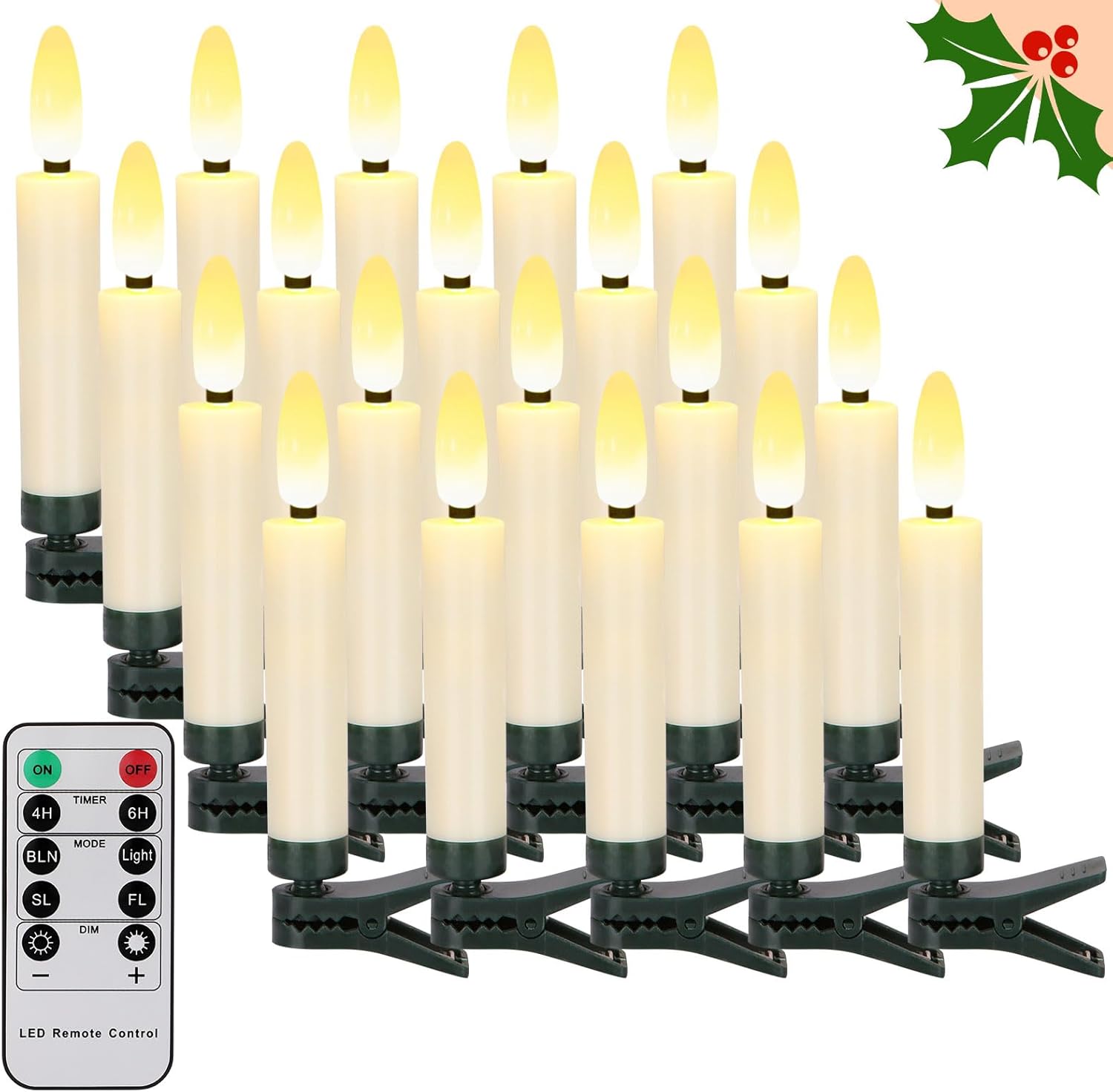 20 PCS Christmas Tree Candles Lights for Festive Decor