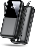 Portable Charger Power Bank 36800mAh Built-in Cables - Fast Charge