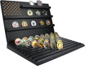 Challenge Coin Display Stand 13-Row Solid Wood Holder - Sloped View