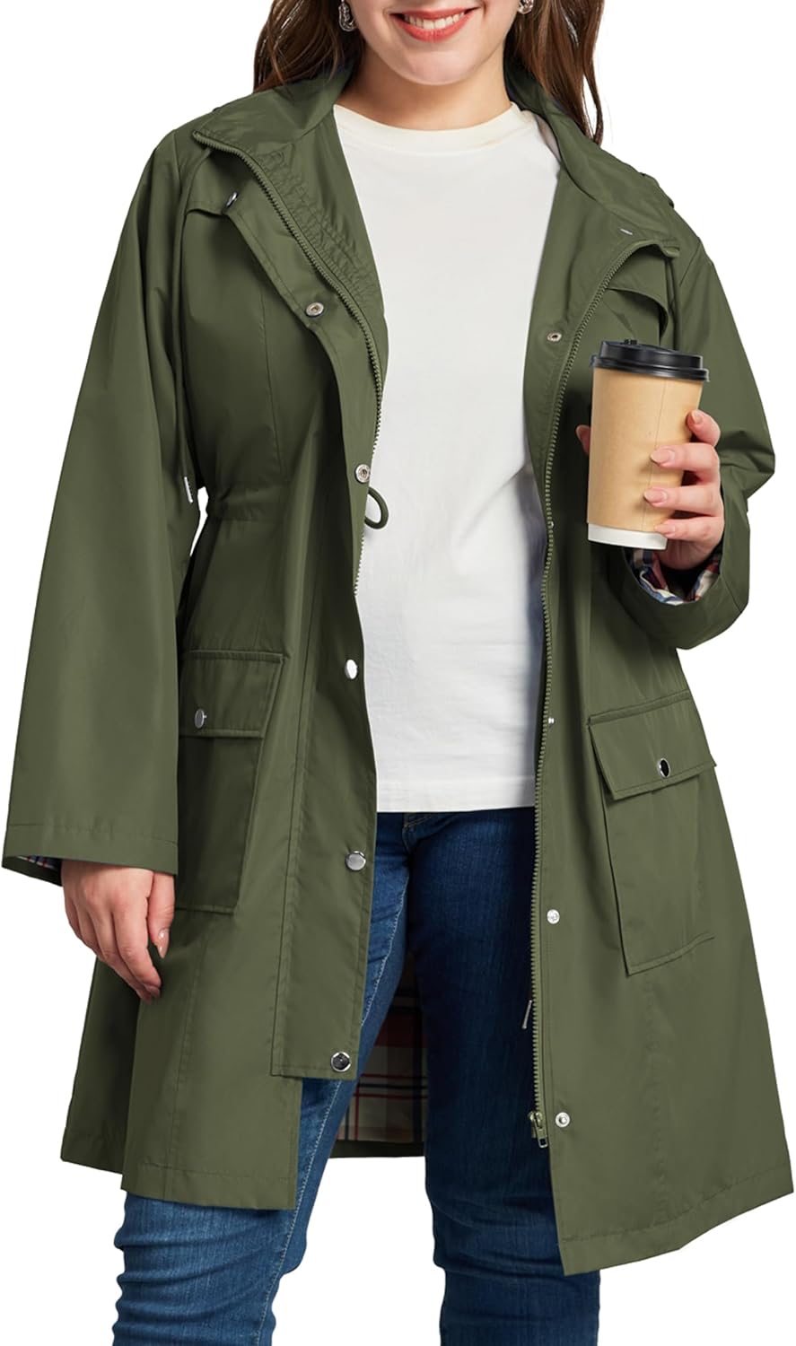 Kikibell Plus Size Rain Jackets for Women - Waterproof Windbreaker