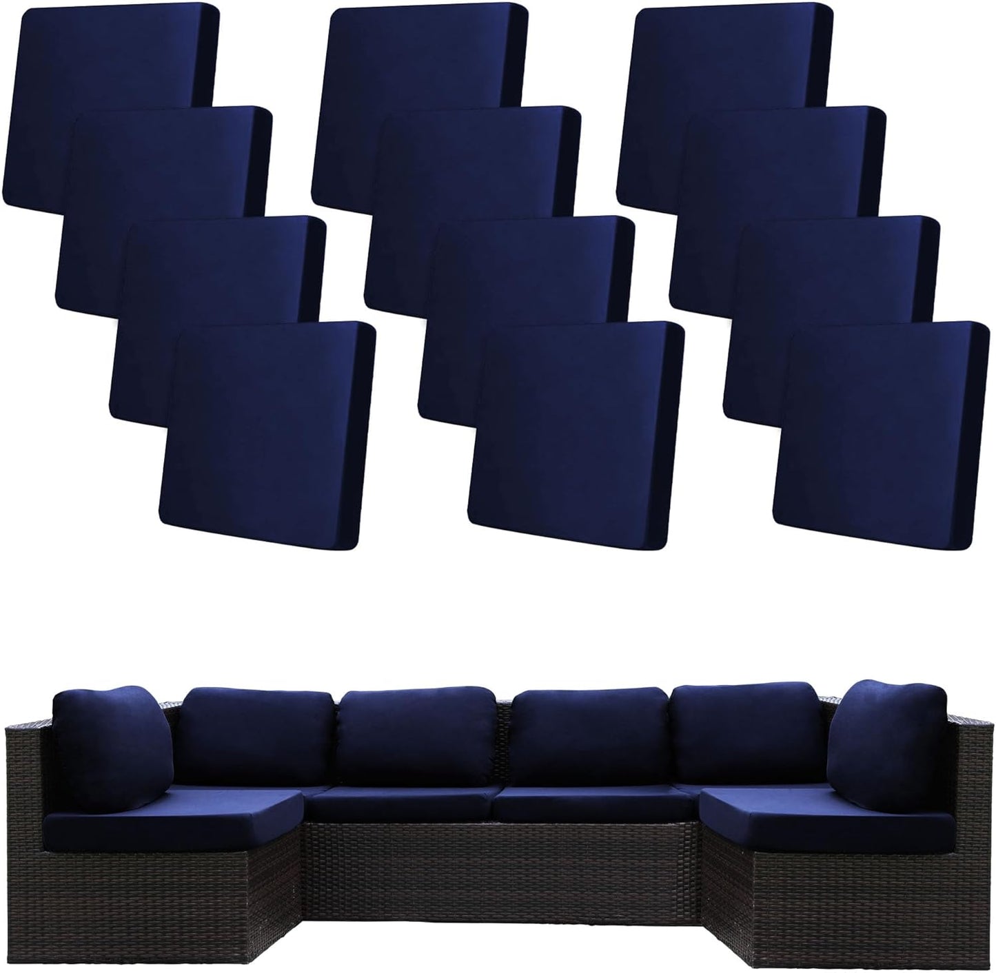 12 Pcs Stretch Patio Cushion Covers for Outdoor Furniture
