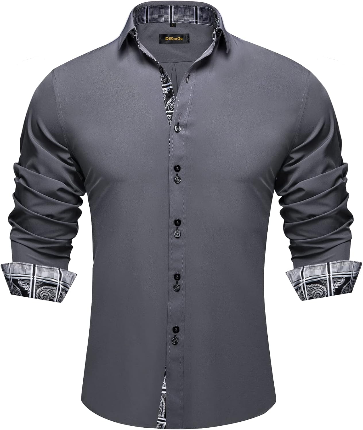 DiBanGu Men's Dress Shirt Long Sleeve Casual Button Down Style
