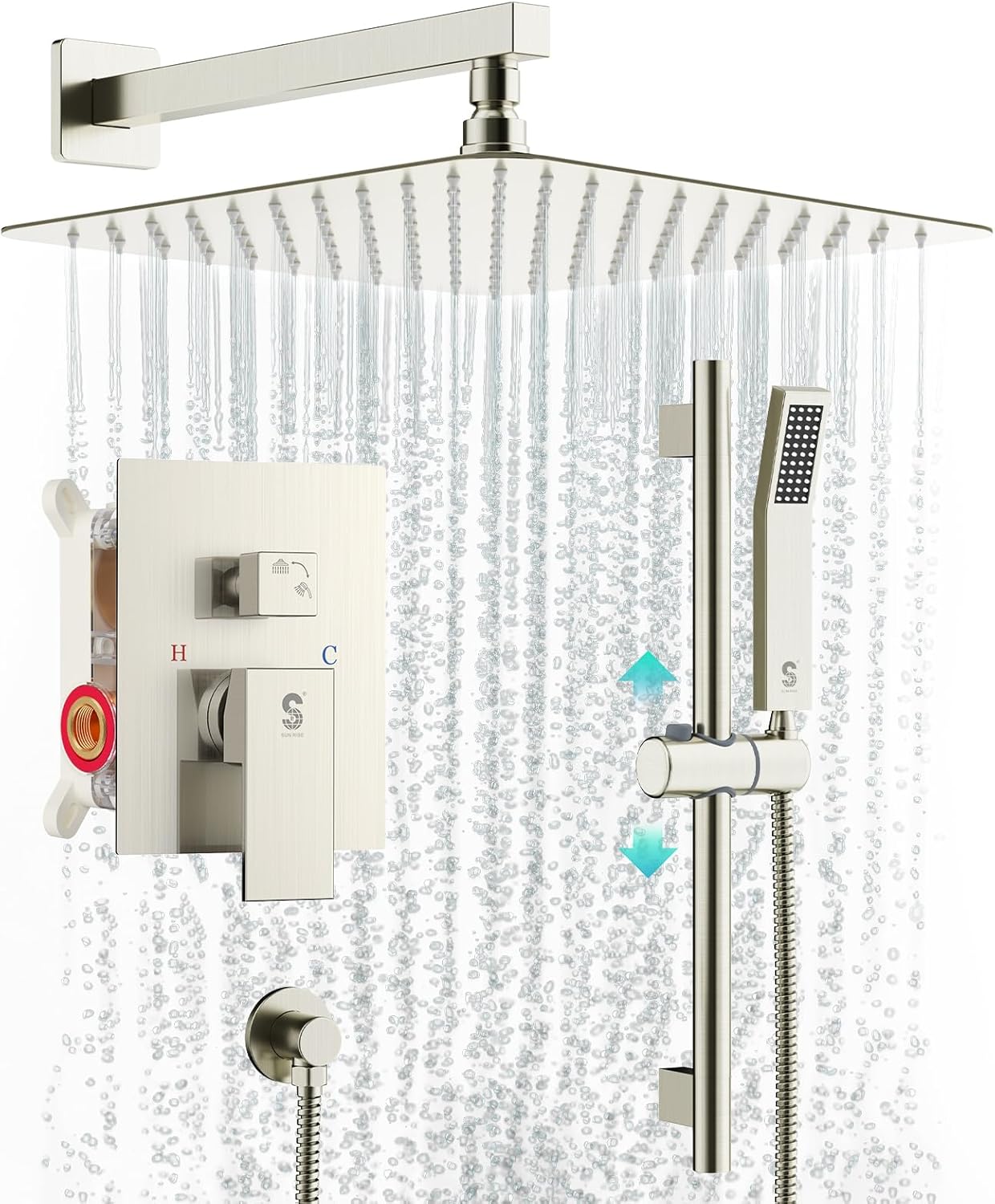 SR SUN RISE Shower System with 10 Inch Rain Showerhead and More