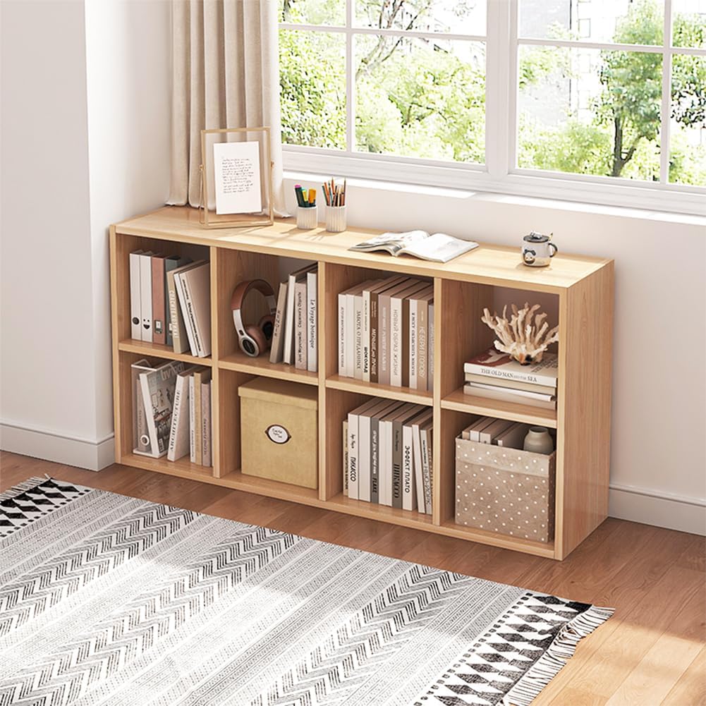 8 Cube Organizer Bookcase with Fabric Storage Bins for Home