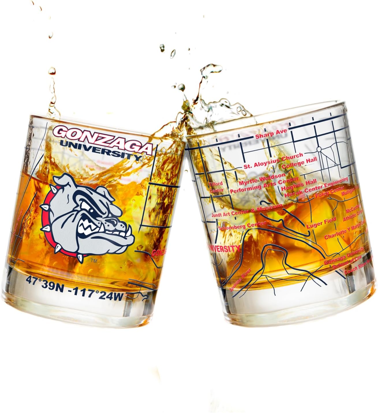 University of Gonzaga Bulldogs College Whiskey Glasses Set of 2