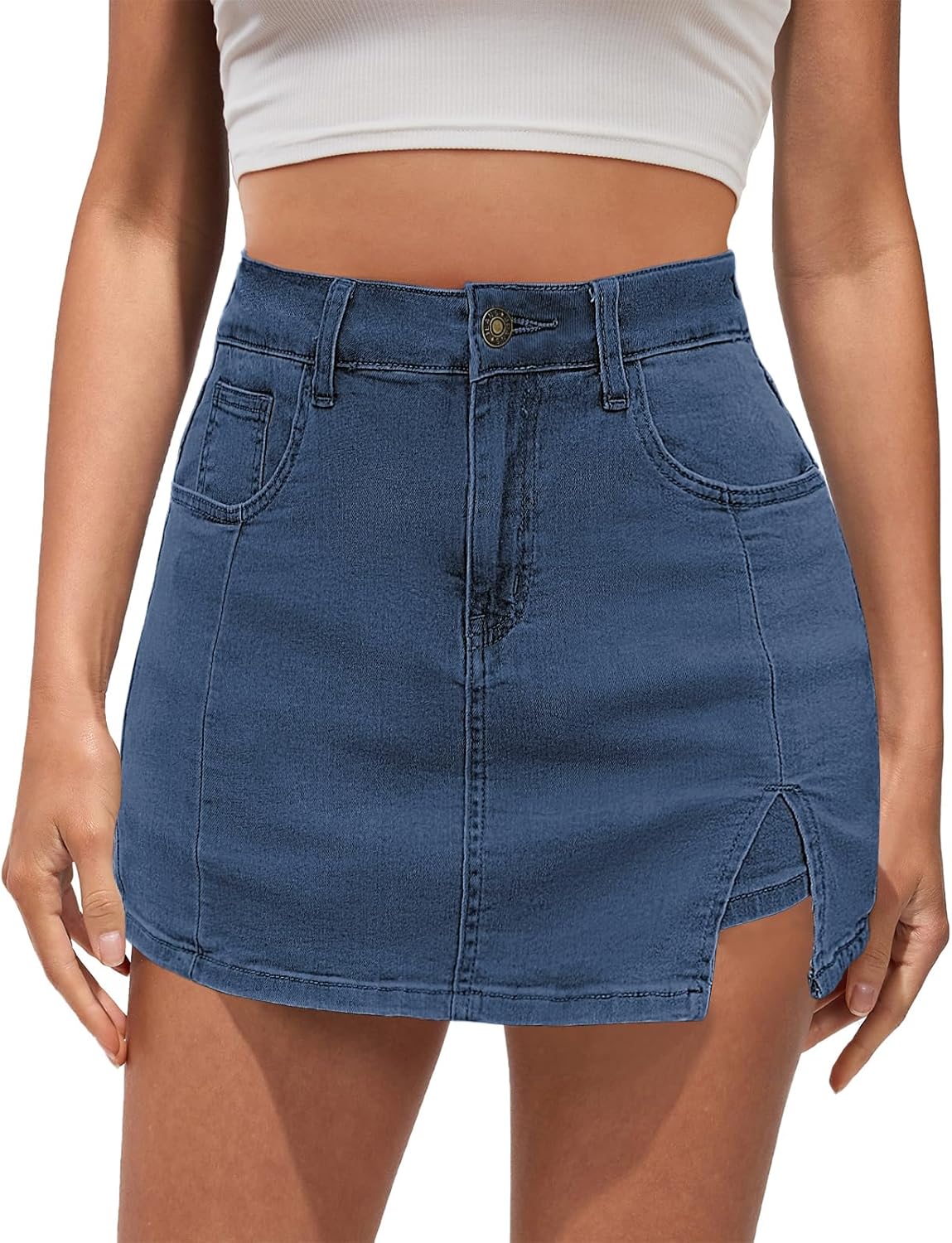 Vetinee Jean Skorts for Women: High Waisted Trendy Denim