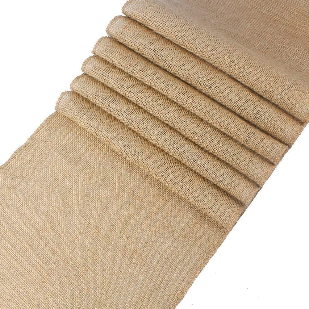 MDS 12 PCS Natural Burlap Table Runners for Rustic Events