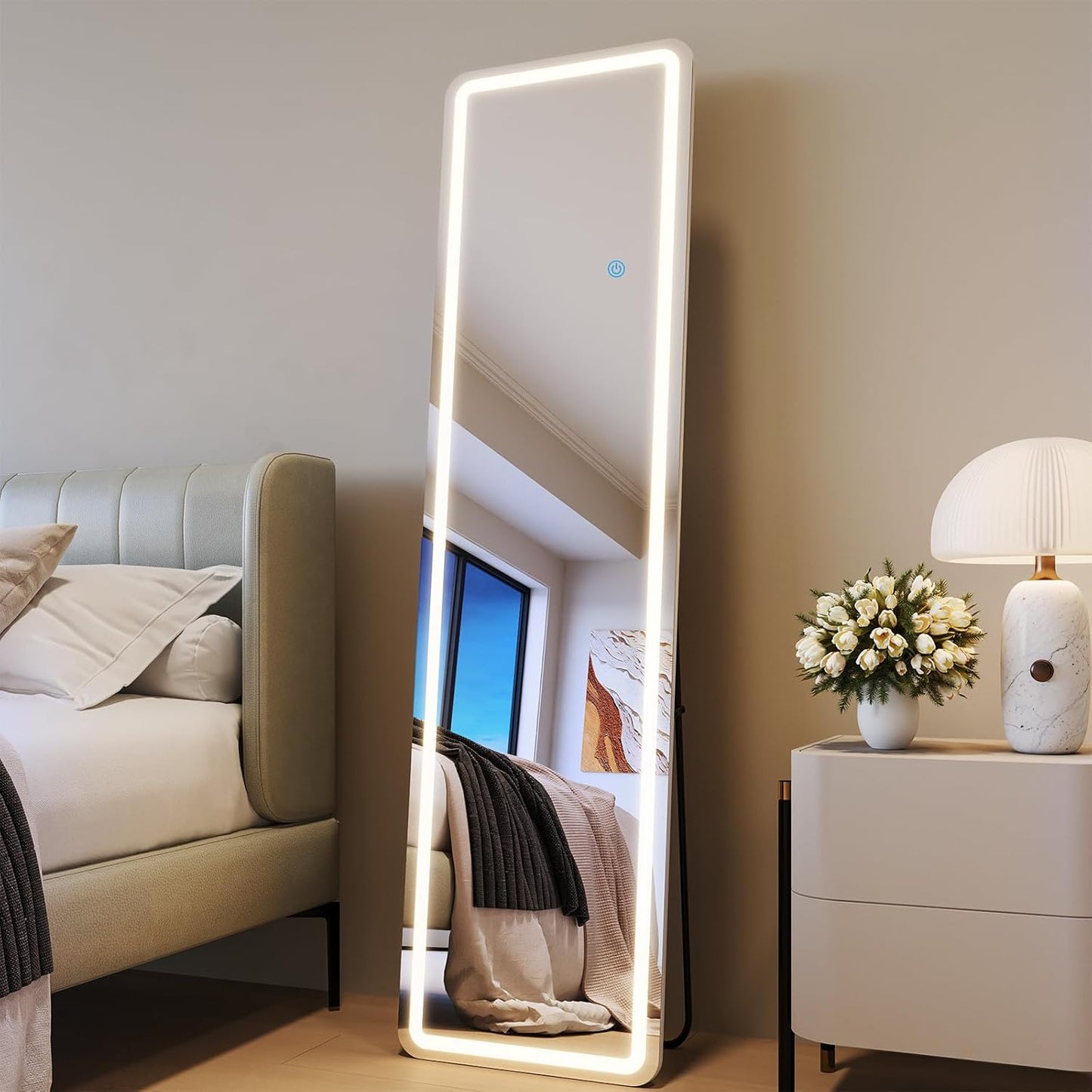 Full Length Mirror with LED Lights for Bedroom and More