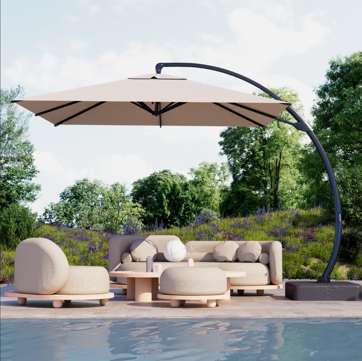 Kingdura 10x10 FT Cantilever Patio Umbrella for Outdoor Shade