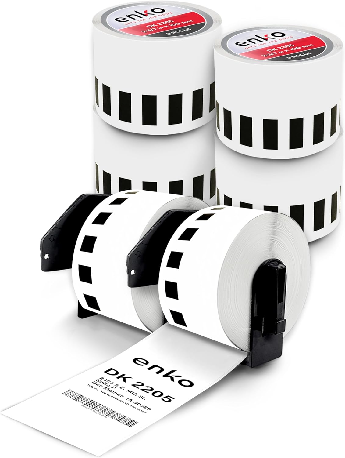 enKo Compatible Continuous Paper Labels - Brother QL Printers - 6 Rolls