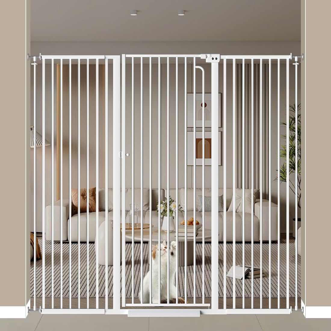 57 Inch Extra Tall Cat Pet Gate for Doorway and Stairs Safety